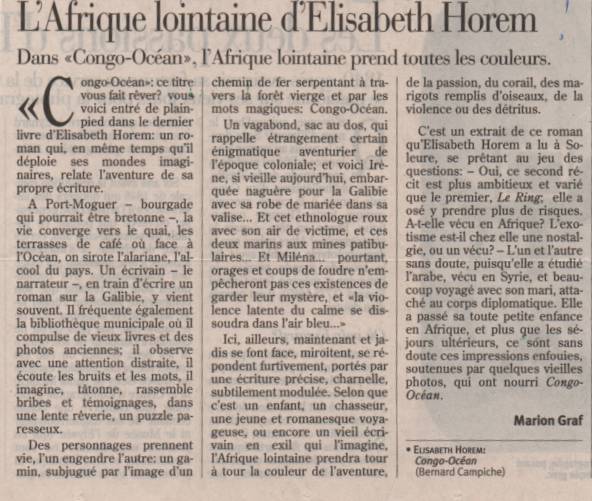 L’Afrique lointaine d’Elisabeth Horem