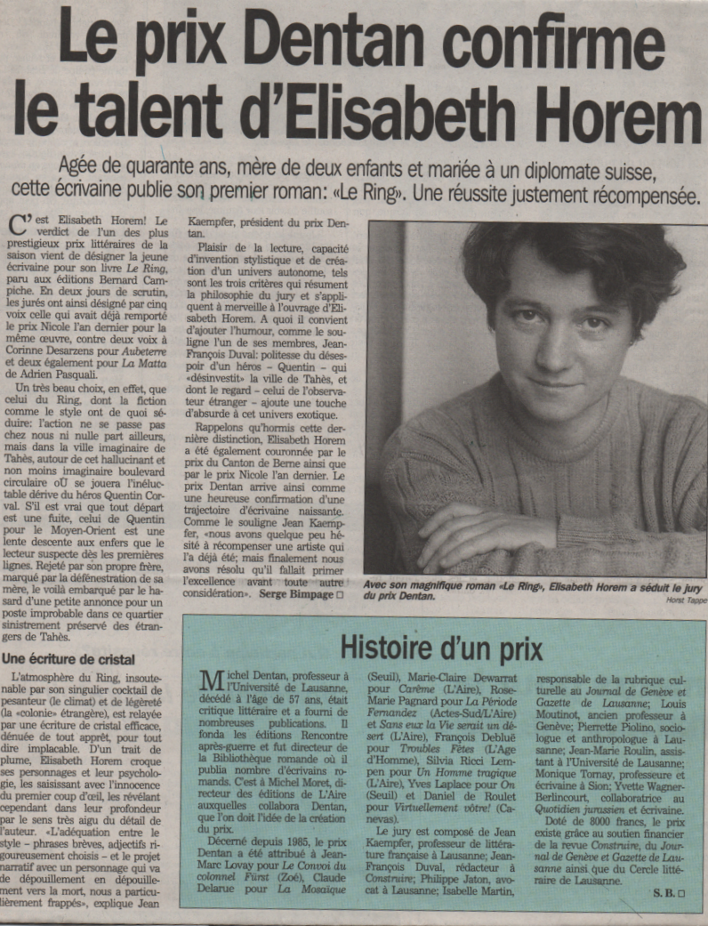 Le prix Dentan confirme le talent d’Elisabeth Horem