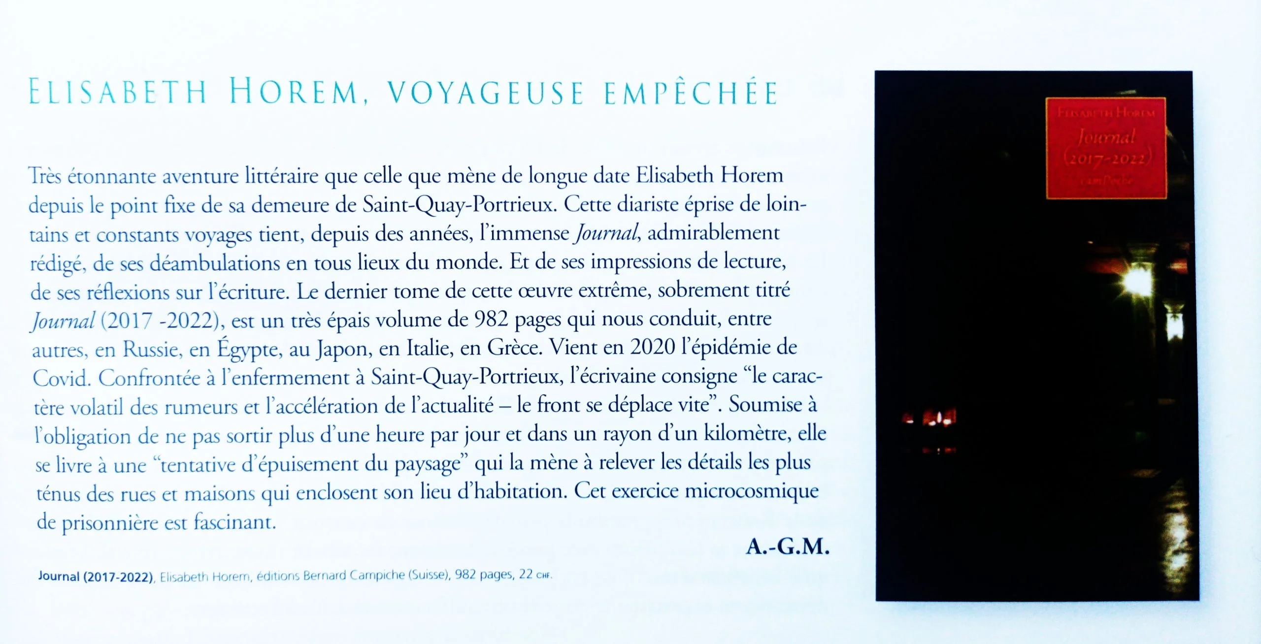 Elisabeth Horem, voyageuse empêchée